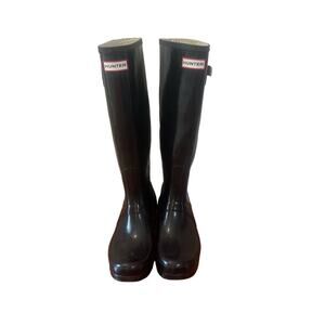 Black Hunter Boots Classic Tall Gloss sz 10